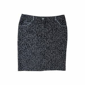 Women Leopard Textured Pencil Skirt Black Size 40 EUR